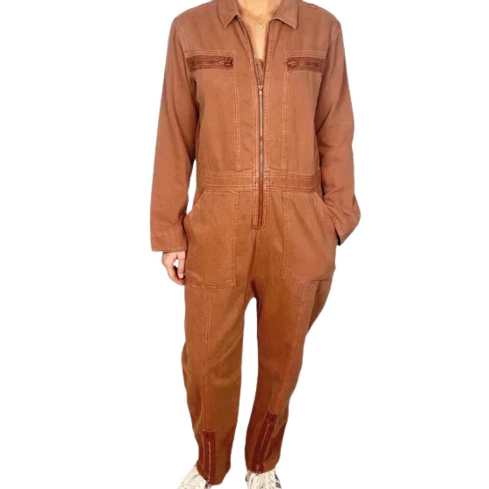 Free People Rust Brown Utility Jumpsuit